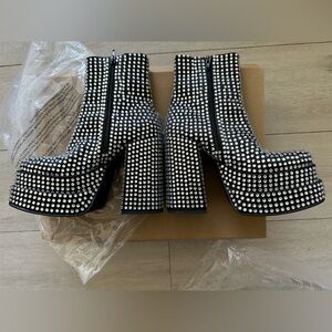 70’s inspired Platform Boots covered in crystals. Steve Madden Brand in box